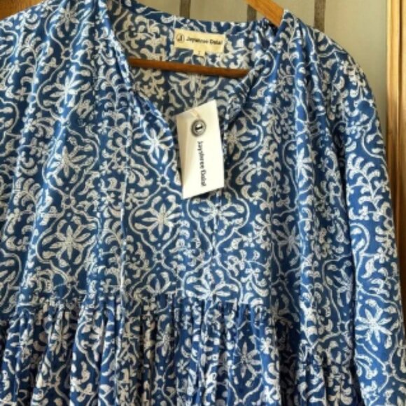 NWT Jayshree Dalal Blue Floral Kaftan Dress - Picture 5 of 6